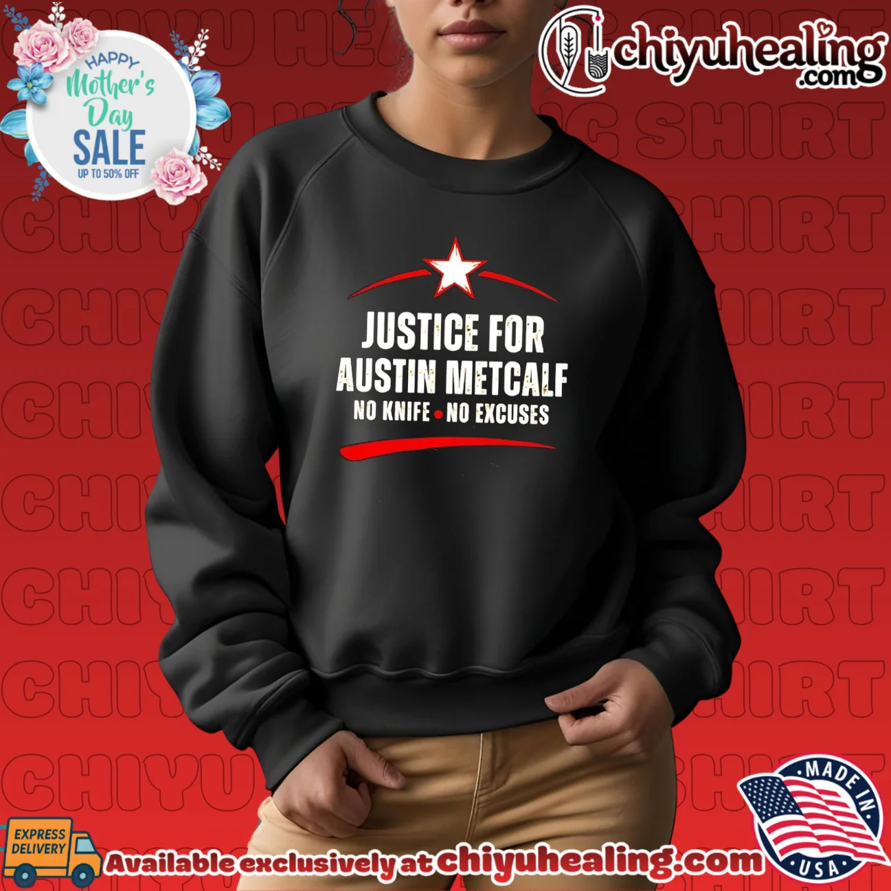 Justice for austin metcalf no knife no excuses elite shirt & hoodie - The Fan Collection Justice for austin metcalf no knife no excuses