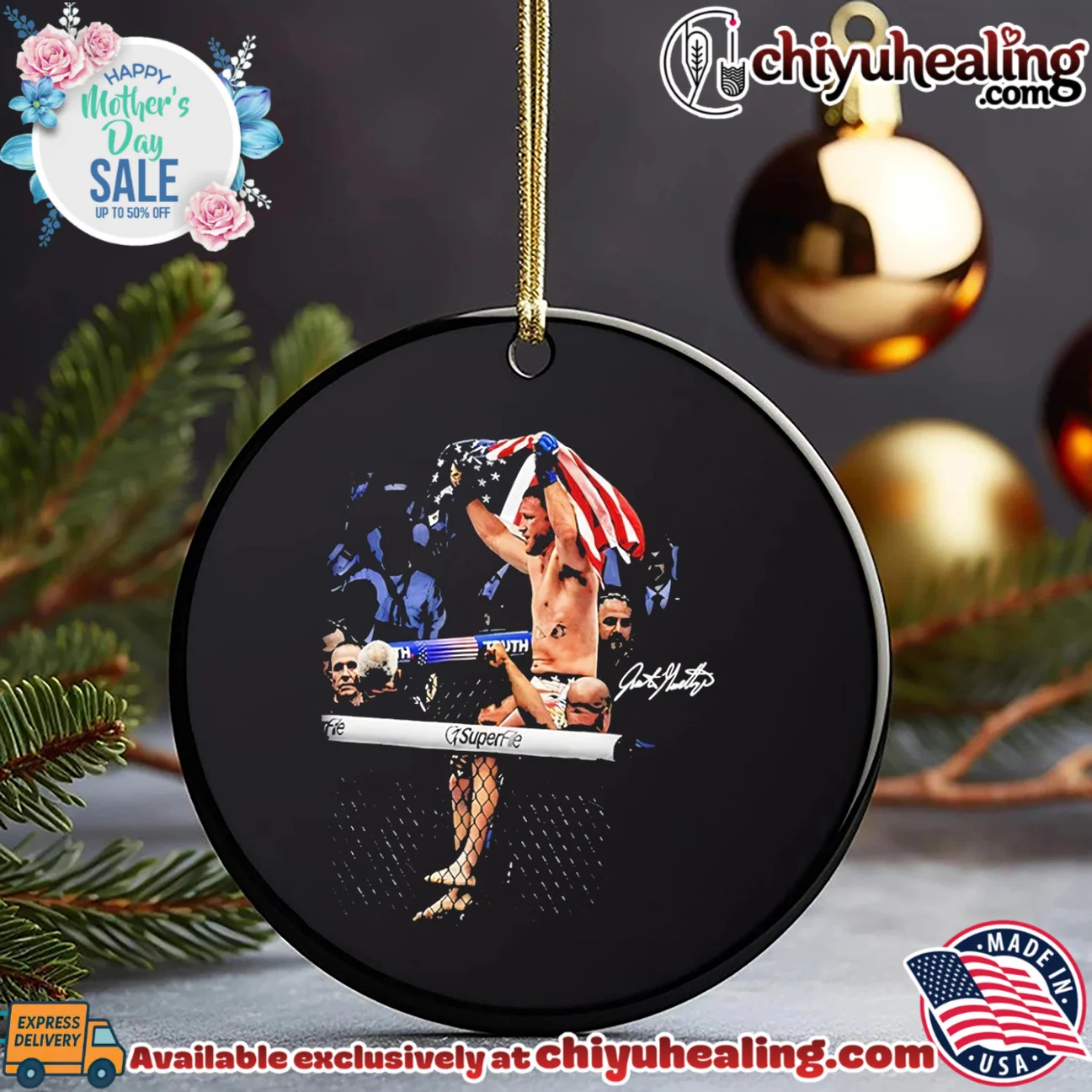 Justin Gaethje holding American flag signature vintage limited shirt & hoodie - The Fan Collection Justin Gaethje holding American flag signature vintage