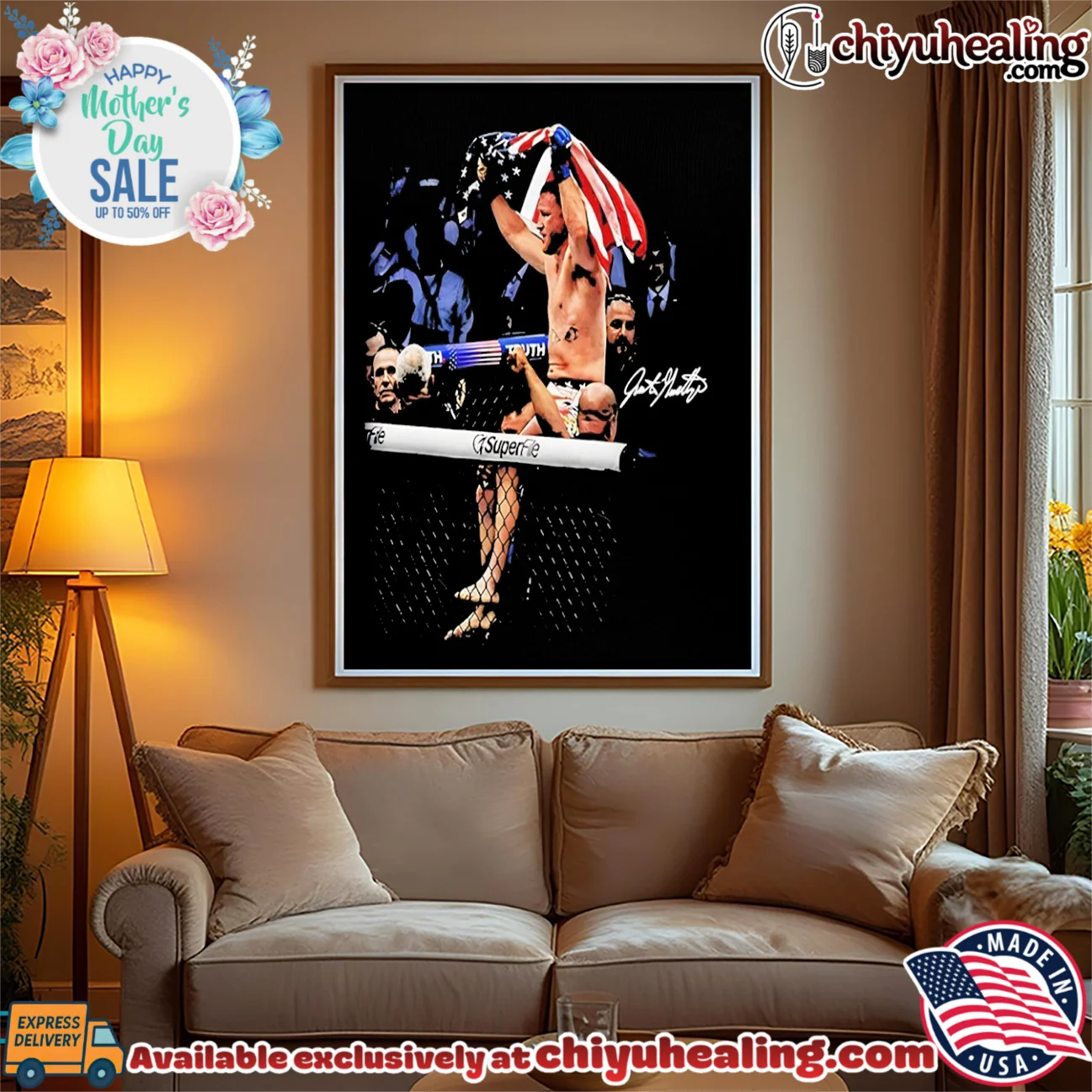 Justin Gaethje holding American flag signature vintage limited shirt & hoodie - The Fan Collection Justin Gaethje holding American flag signature vintage