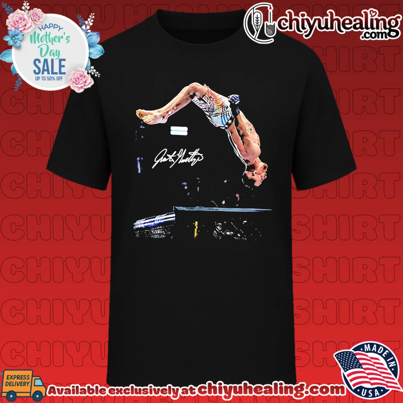 Justin Gaethje jumping on air signature