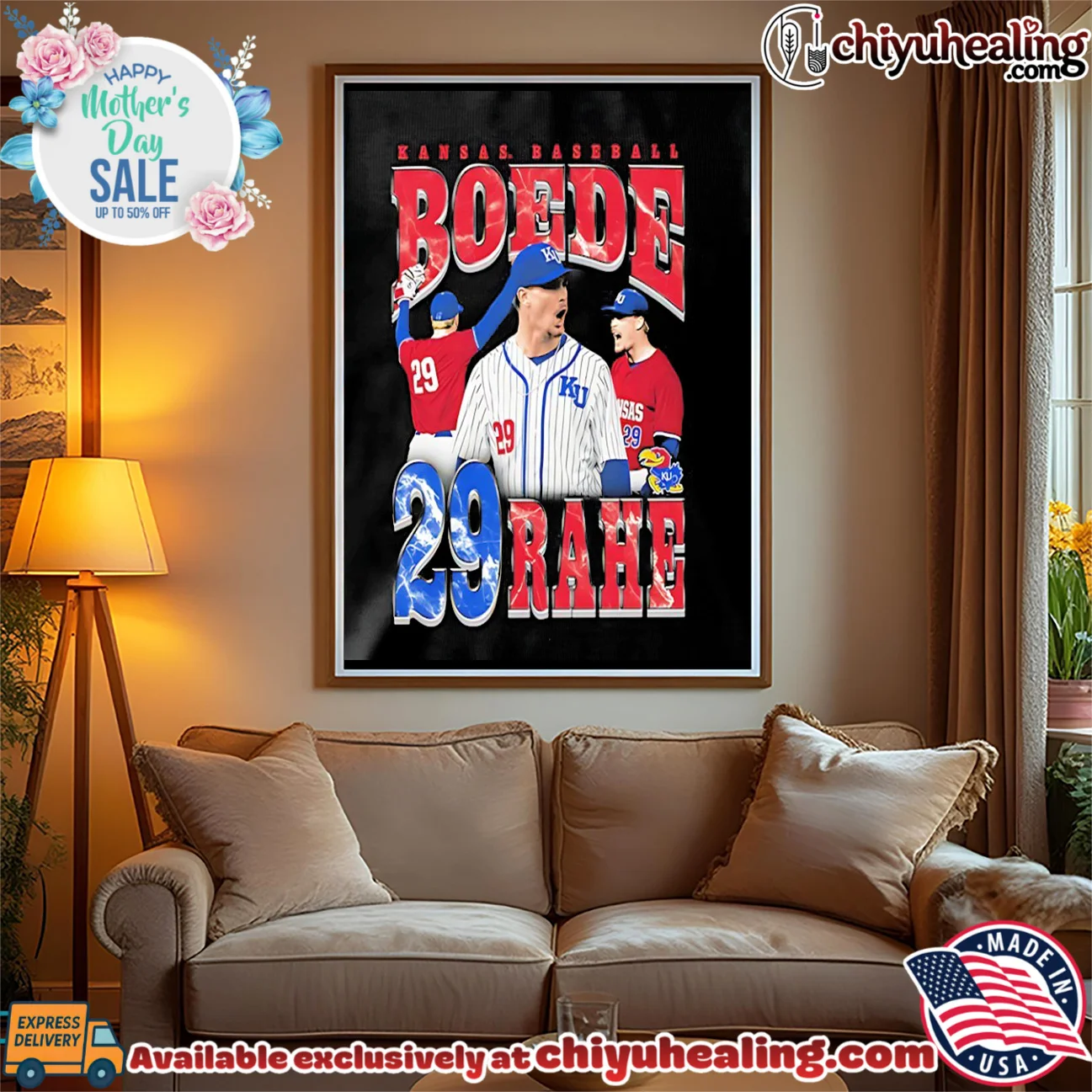Kansas Baseball Boede Rahe number 29 player custom shirt & hoodie | 2026 Edition Drop Kansas Baseball Boede Rahe number 29 player