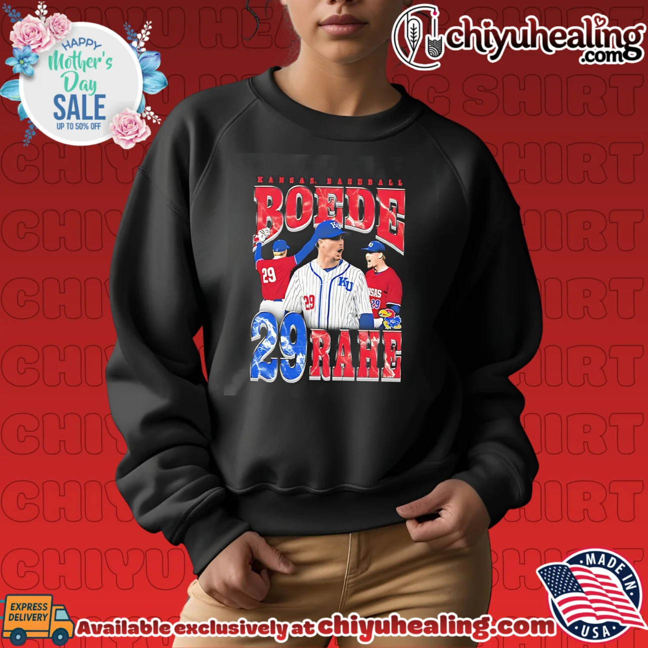 Kansas Baseball Boede Rahe number 29 player custom shirt & hoodie | 2026 Edition Drop Kansas Baseball Boede Rahe number 29 player