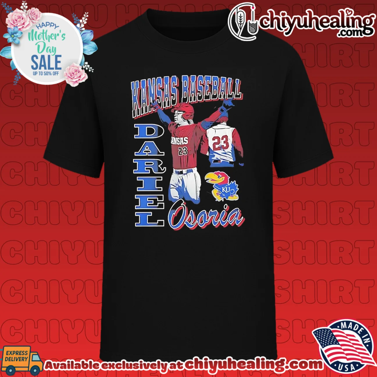 Kansas Baseball Dariel Osoria portrait vintage shirt & hoodie