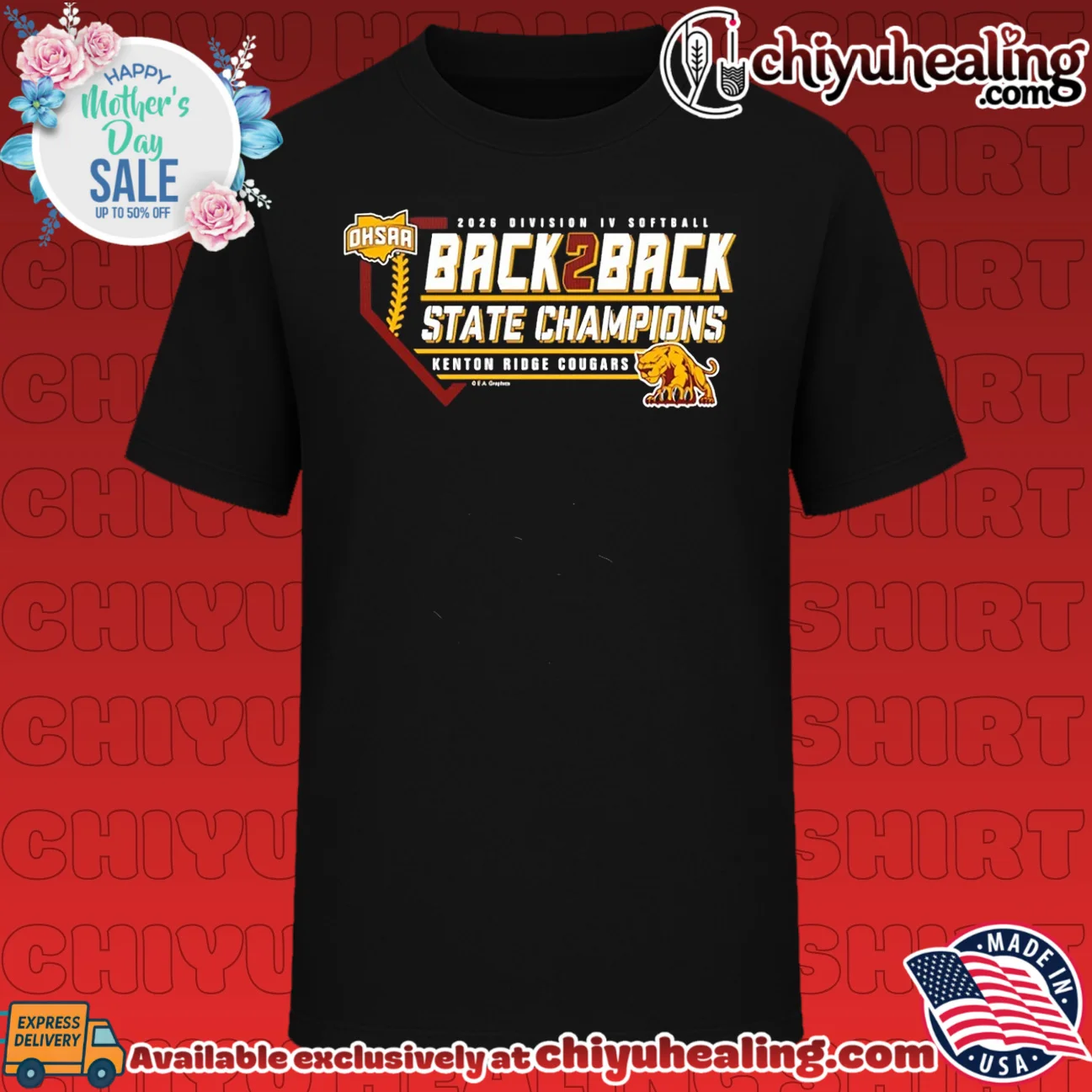 Kenton Ridge Cougars 2026 OHSAA Softball D4 Back2Back State Champions shirt