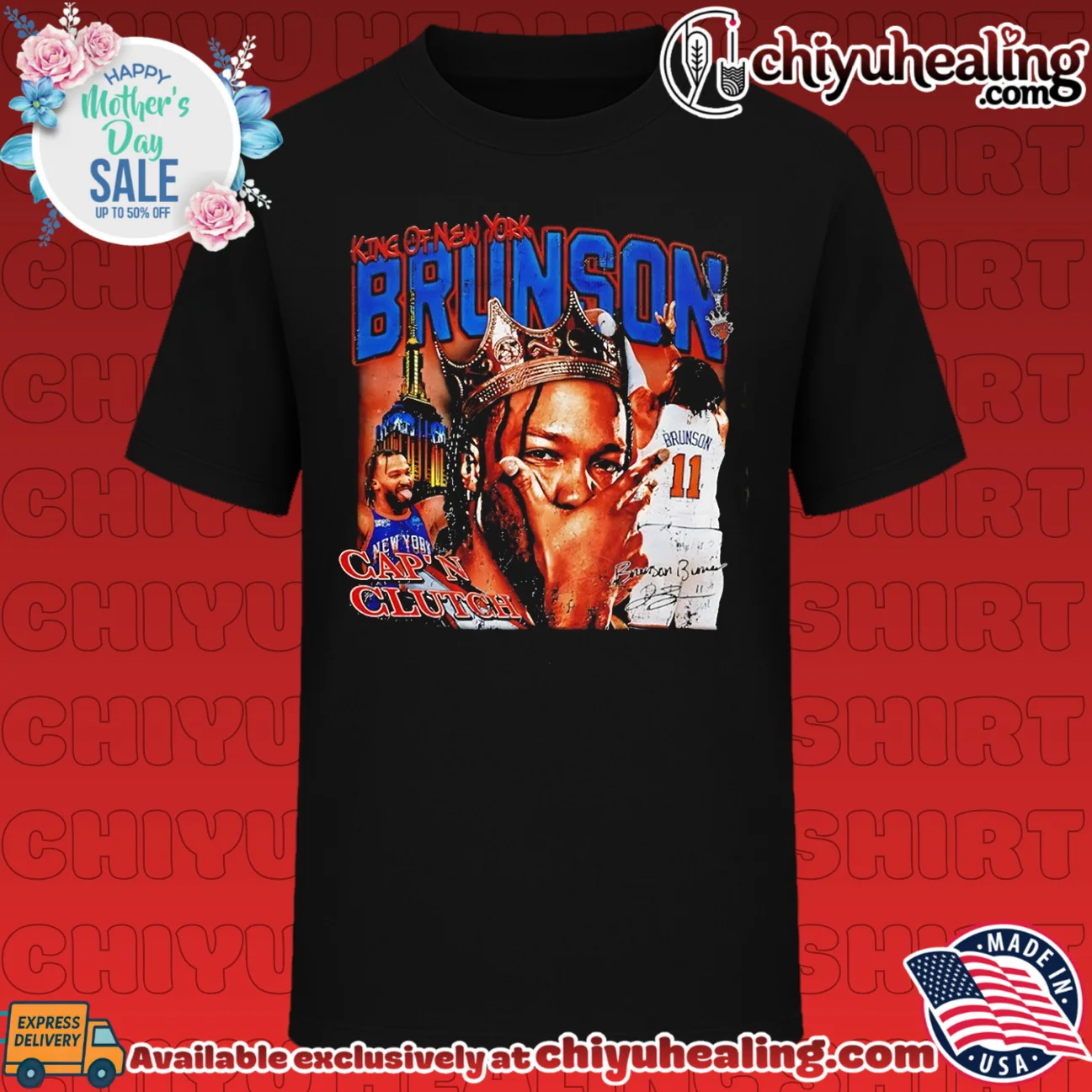 King of New York Knicks Jalen Brunson Cap' N Clutch vintage