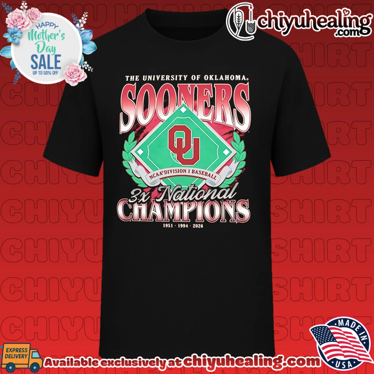 klahoma Sooners 2026 College World Series 3-Time Champions shirt & hoodie