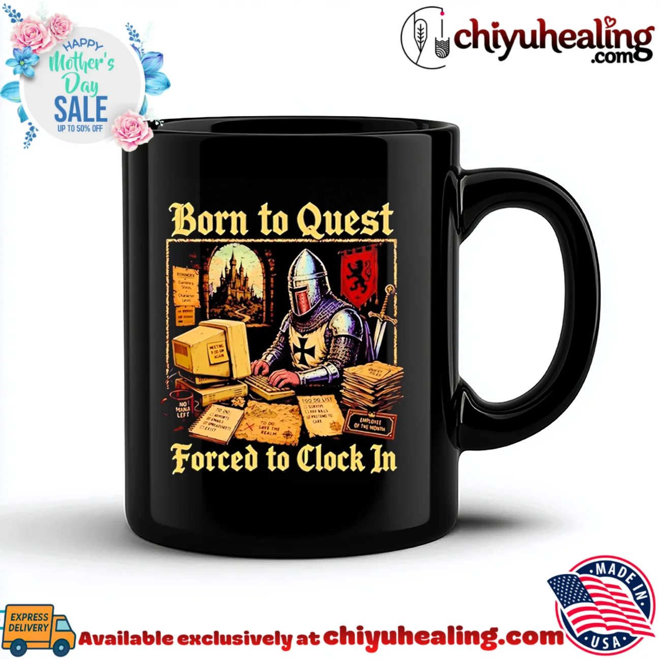 Knight Born to quest forced to clock in no mana left vintage shirt & hoodie | Gift Idea 2026 Knight Born to quest forced to clock in no mana left