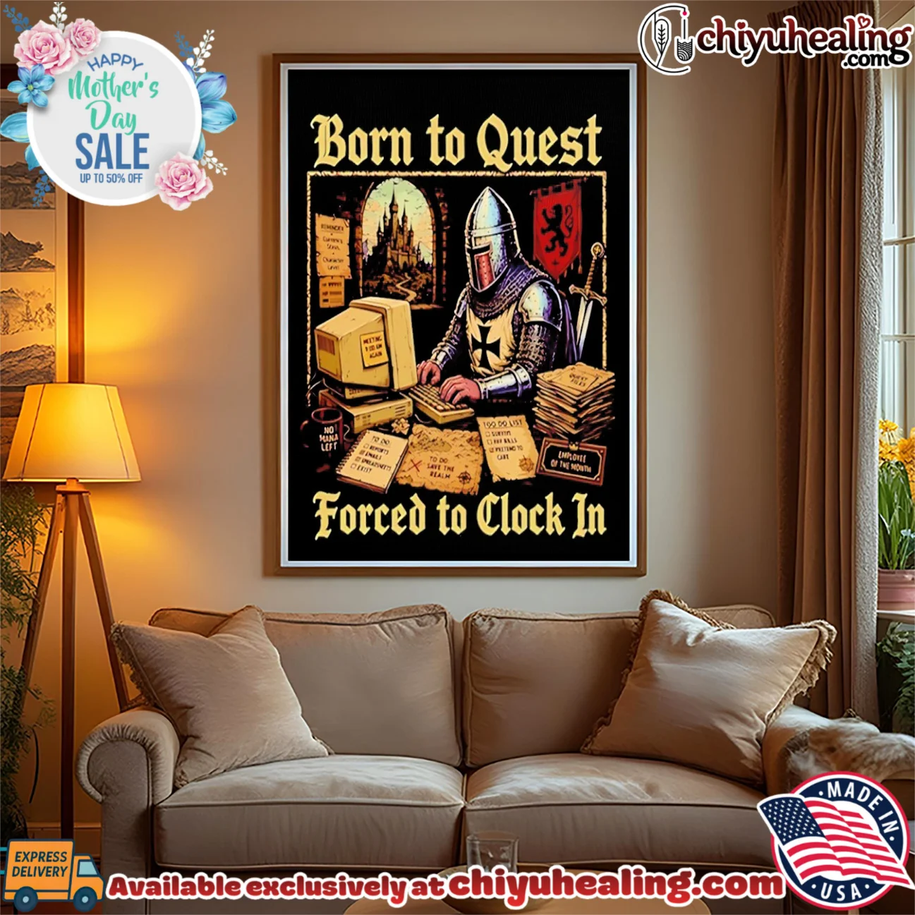 Knight Born to quest forced to clock in no mana left vintage shirt & hoodie | Gift Idea 2026 Knight Born to quest forced to clock in no mana left