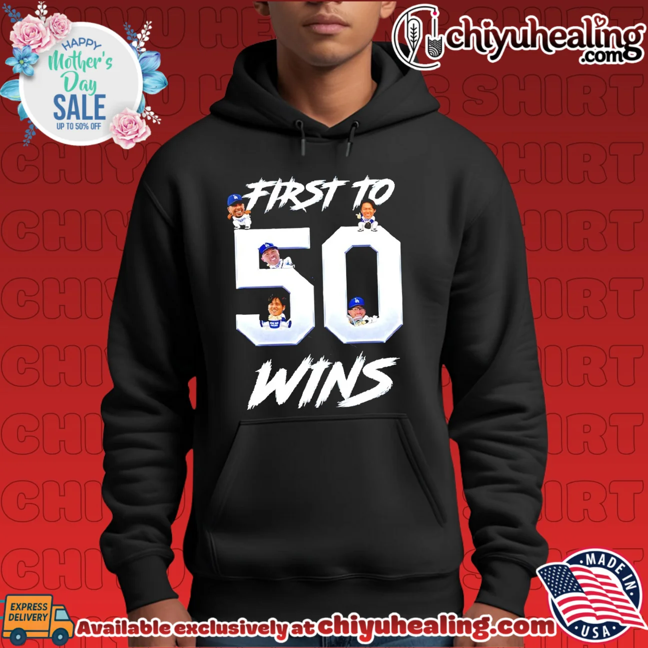 LA Dodgers First to 50 Wins with Shohei Ohtani and Teammates shirt & hoodie LA Dodgers First to 50 Wins with Shohei Ohtani and Teammates shirt & hoodie