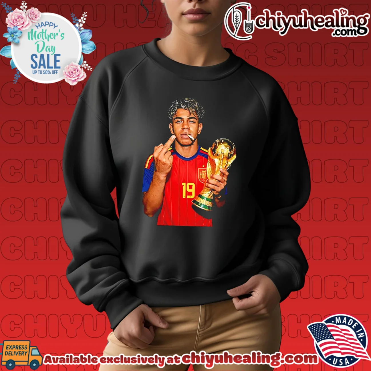 Lamine Yamal holding trophy middle finger shirt & hoodie Lamine Yamal holding trophy middle finger shirt & hoodie