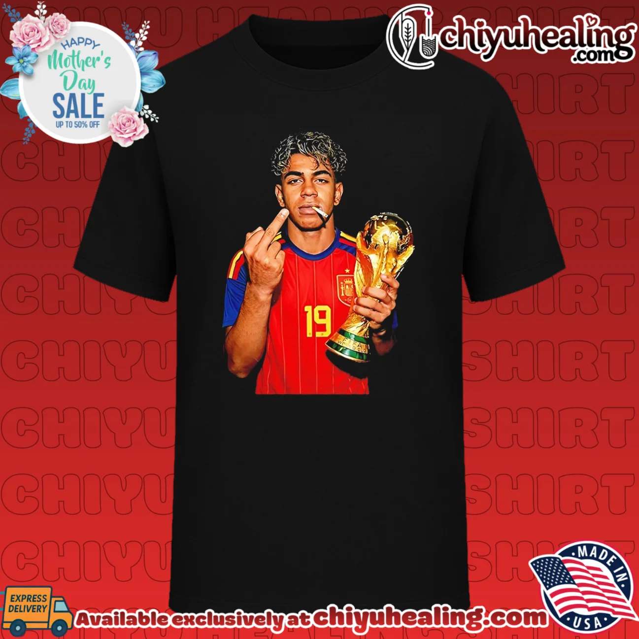 Lamine Yamal holding trophy middle finger shirt & hoodie