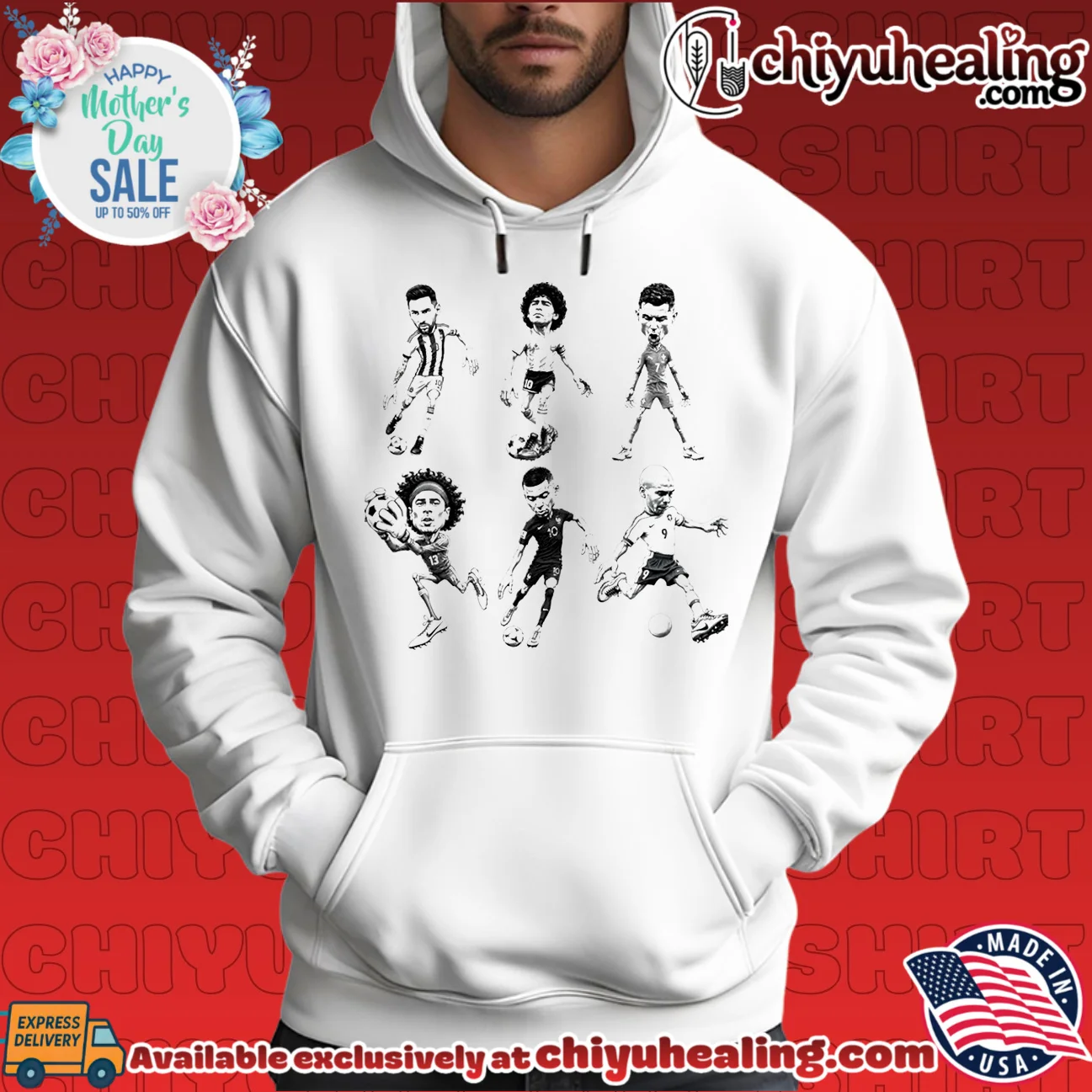 Lionel Messi Diego Maradona Cristiano Ronaldo Guillermo Ochoa Kylian Mbappe and Ronaldo Nazario Caricatures shirt & hoodie Lionel Messi Diego Maradona Cristiano Ronaldo Guillermo Ochoa Kylian Mbappe and Ronaldo Nazario Caricatures shirt & hoodie