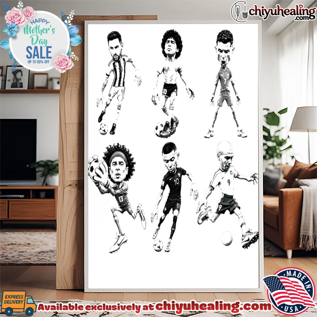Lionel Messi Diego Maradona Cristiano Ronaldo Guillermo Ochoa Kylian Mbappe and Ronaldo Nazario Caricatures shirt & hoodie Lionel Messi Diego Maradona Cristiano Ronaldo Guillermo Ochoa Kylian Mbappe and Ronaldo Nazario Caricatures shirt & hoodie