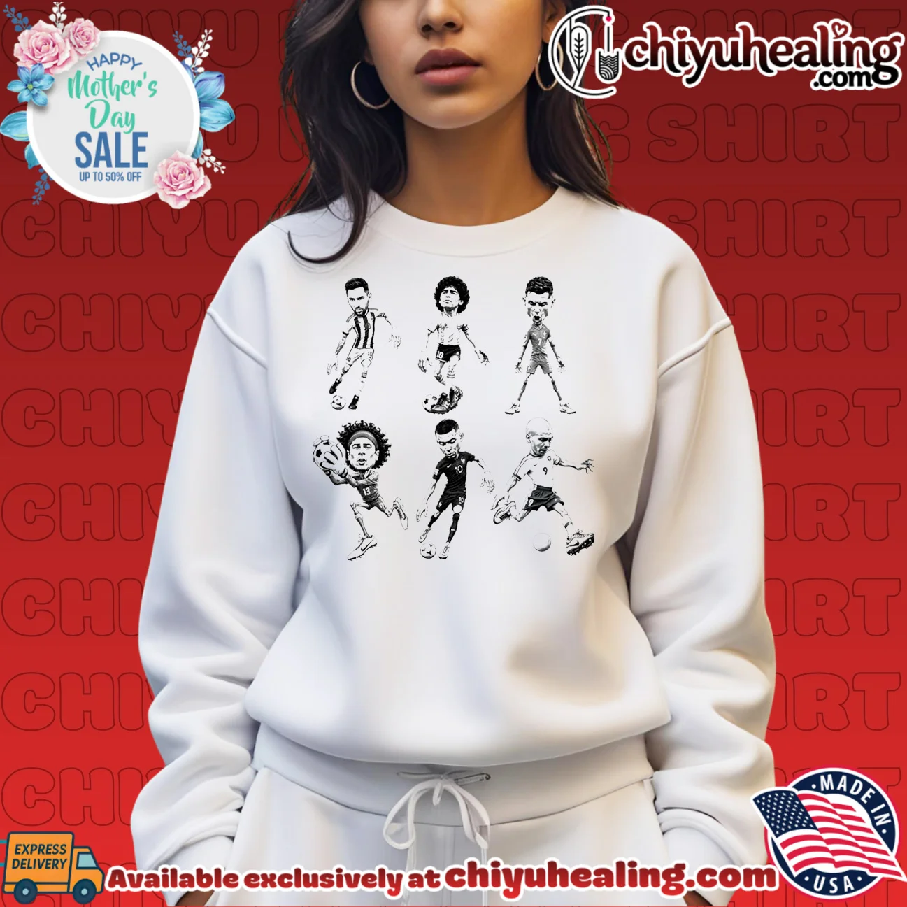 Lionel Messi Diego Maradona Cristiano Ronaldo Guillermo Ochoa Kylian Mbappe and Ronaldo Nazario Caricatures shirt & hoodie Lionel Messi Diego Maradona Cristiano Ronaldo Guillermo Ochoa Kylian Mbappe and Ronaldo Nazario Caricatures shirt & hoodie