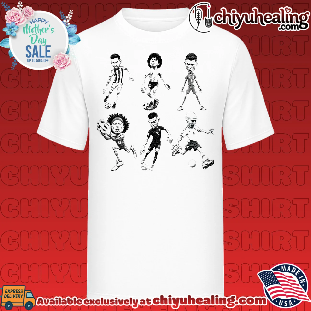 Lionel Messi Diego Maradona Cristiano Ronaldo Guillermo Ochoa Kylian Mbappe and Ronaldo Nazario Caricatures shirt & hoodie