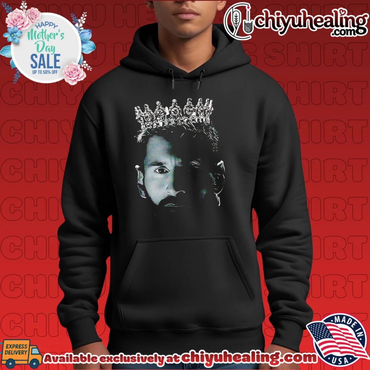 Lionel Messi King Crown Portrait Inter Miami shirt & hoodie Lionel Messi King Crown Portrait Inter Miami shirt & hoodie