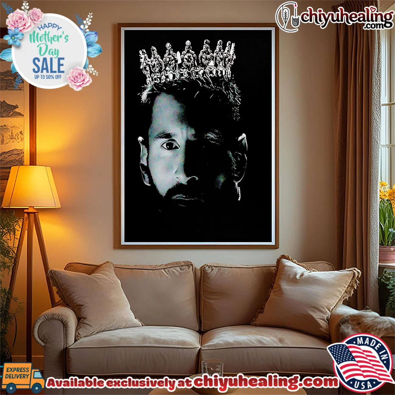 Lionel Messi King Crown Portrait Inter Miami shirt & hoodie Lionel Messi King Crown Portrait Inter Miami shirt & hoodie