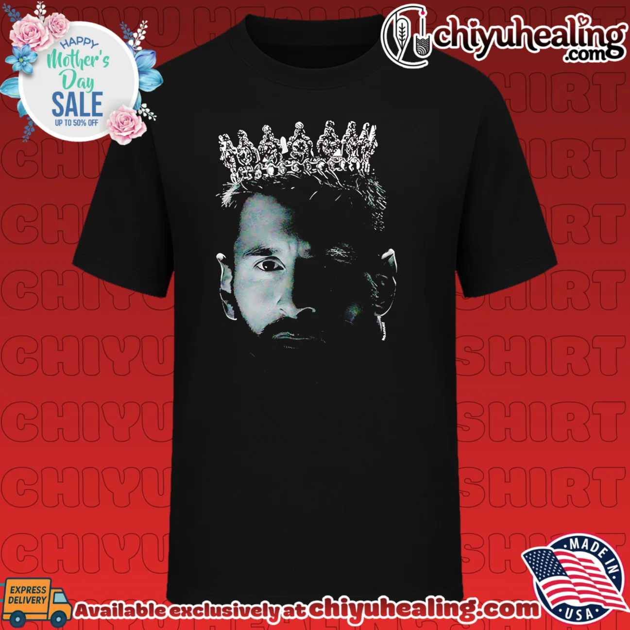 Lionel Messi King Crown Portrait Inter Miami shirt & hoodie