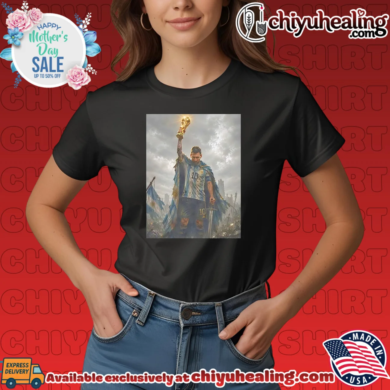Lionel Messi raising trophy GOAT shirt & hoodie Lionel Messi raising trophy GOAT shirt & hoodie