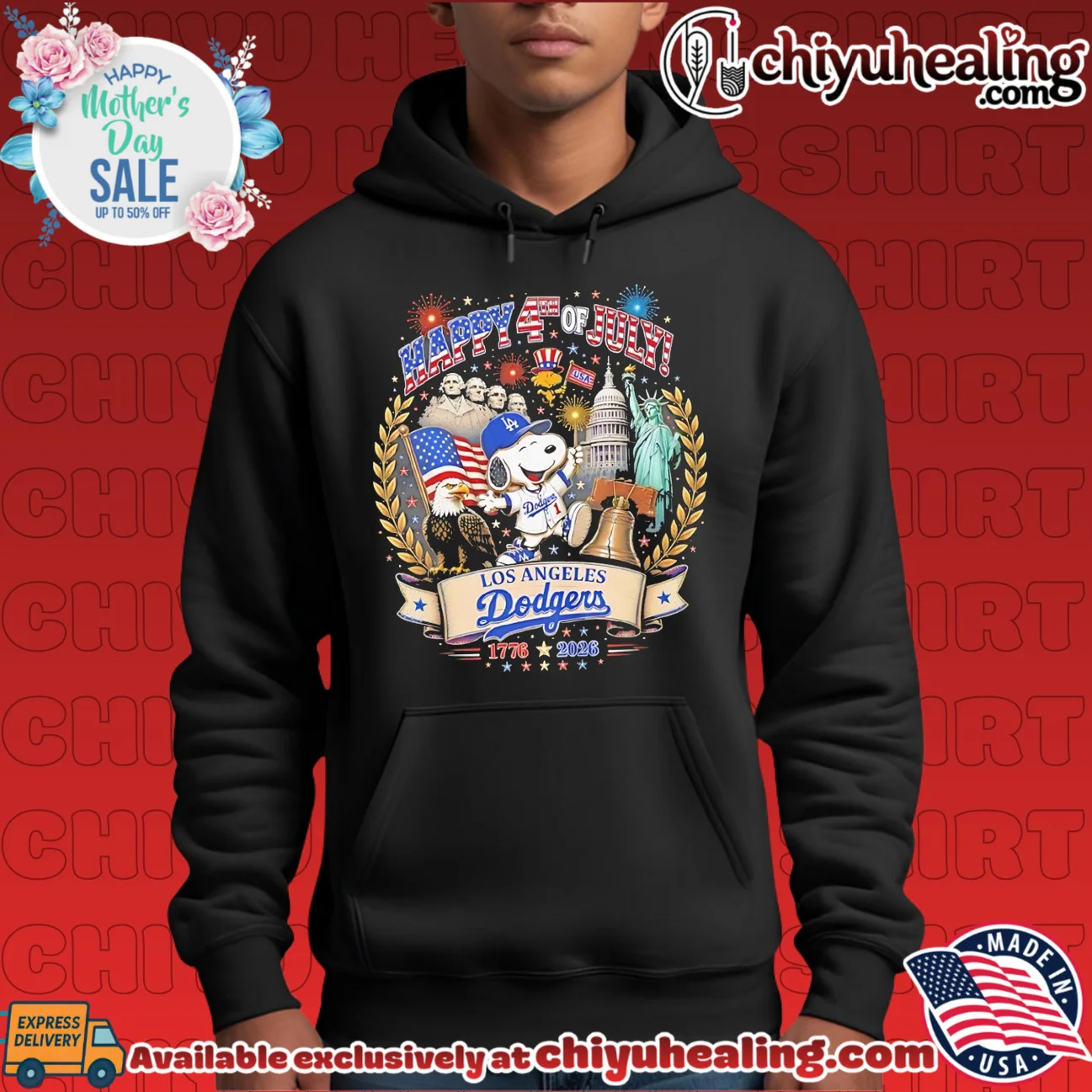 Los Angeles Dodgers happy 4th of July 250th Anniversary 1776-2026 Snoopy shirt & hoodie Los Angeles Dodgers happy 4th of July 250th Anniversary 1776-2026 Snoopy shirt & hoodie