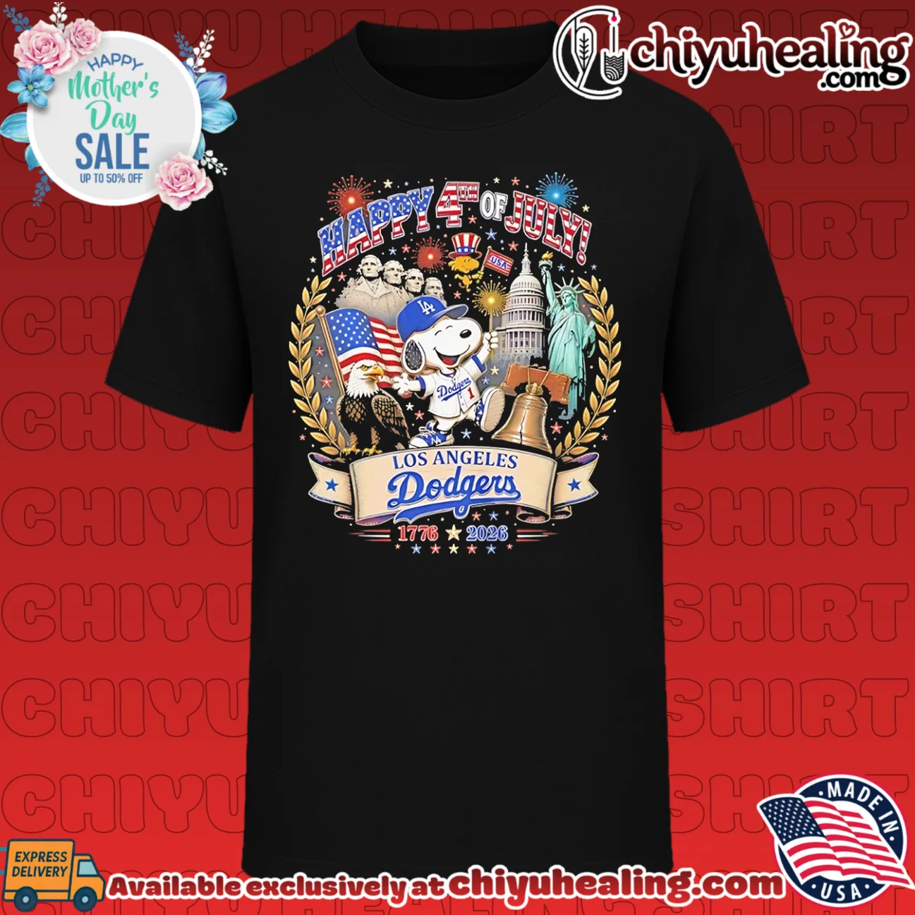 Los Angeles Dodgers happy 4th of July 250th Anniversary 1776-2026 Snoopy shirt & hoodie