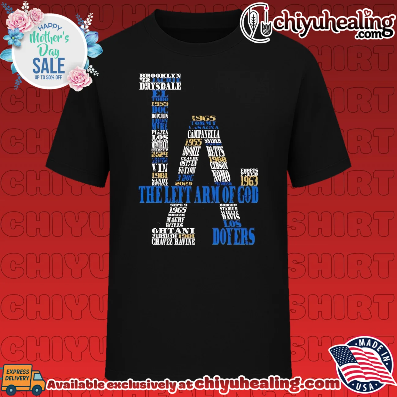 Los Angeles Dodgers The Left Arm of God Legends Collage shirt & hoodie
