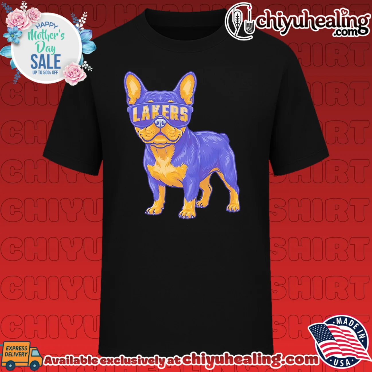 Los Angeles Lakers French Bulldog cartoon