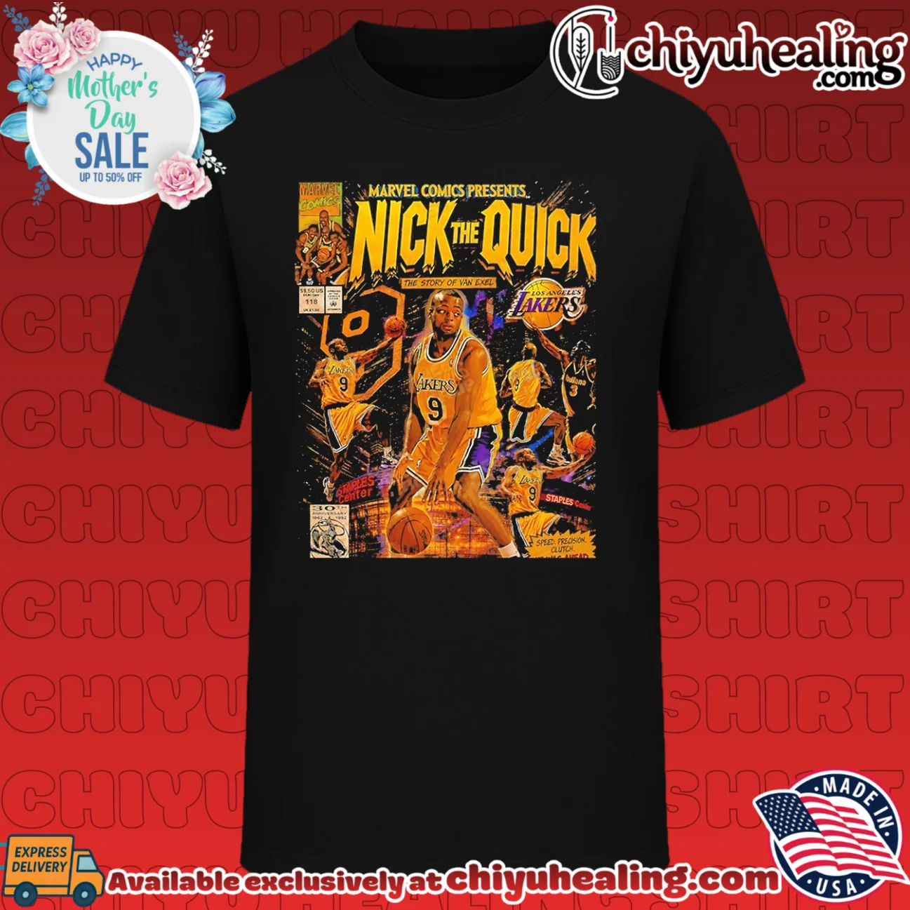 Los Angeles Lakers Nick Van Exel comic book cover style