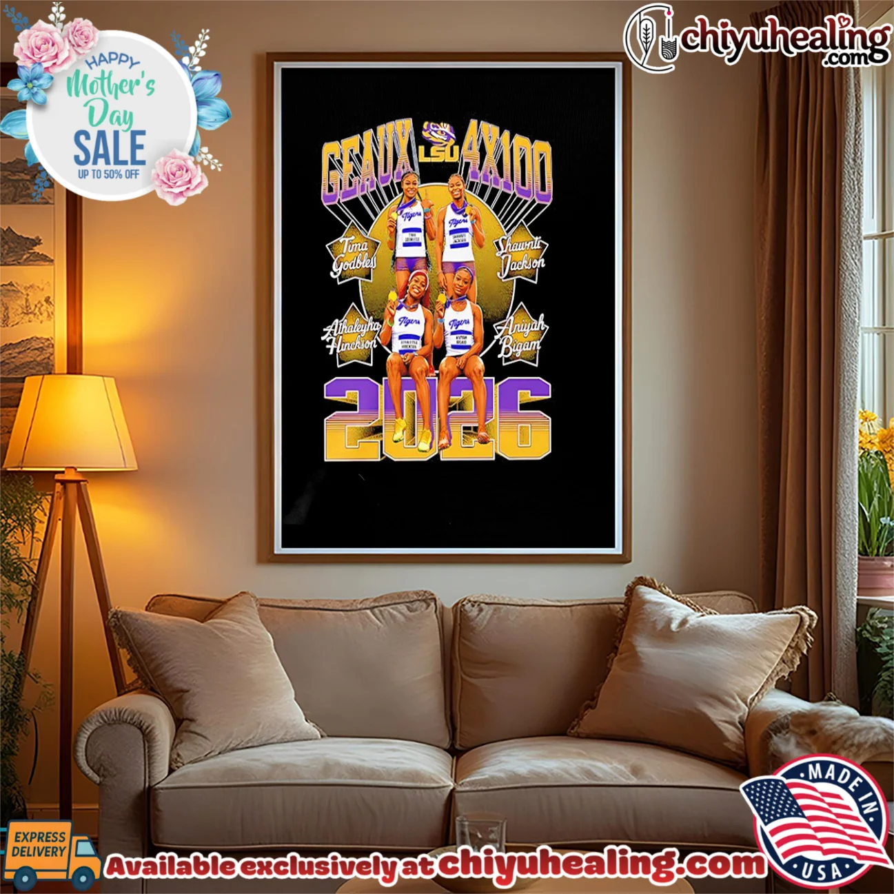 LSU Geaux 4×100 2026 team athletes illustration viral shirt & hoodie | IP Merchandise LSU Geaux 4×100 2026 team athletes illustration