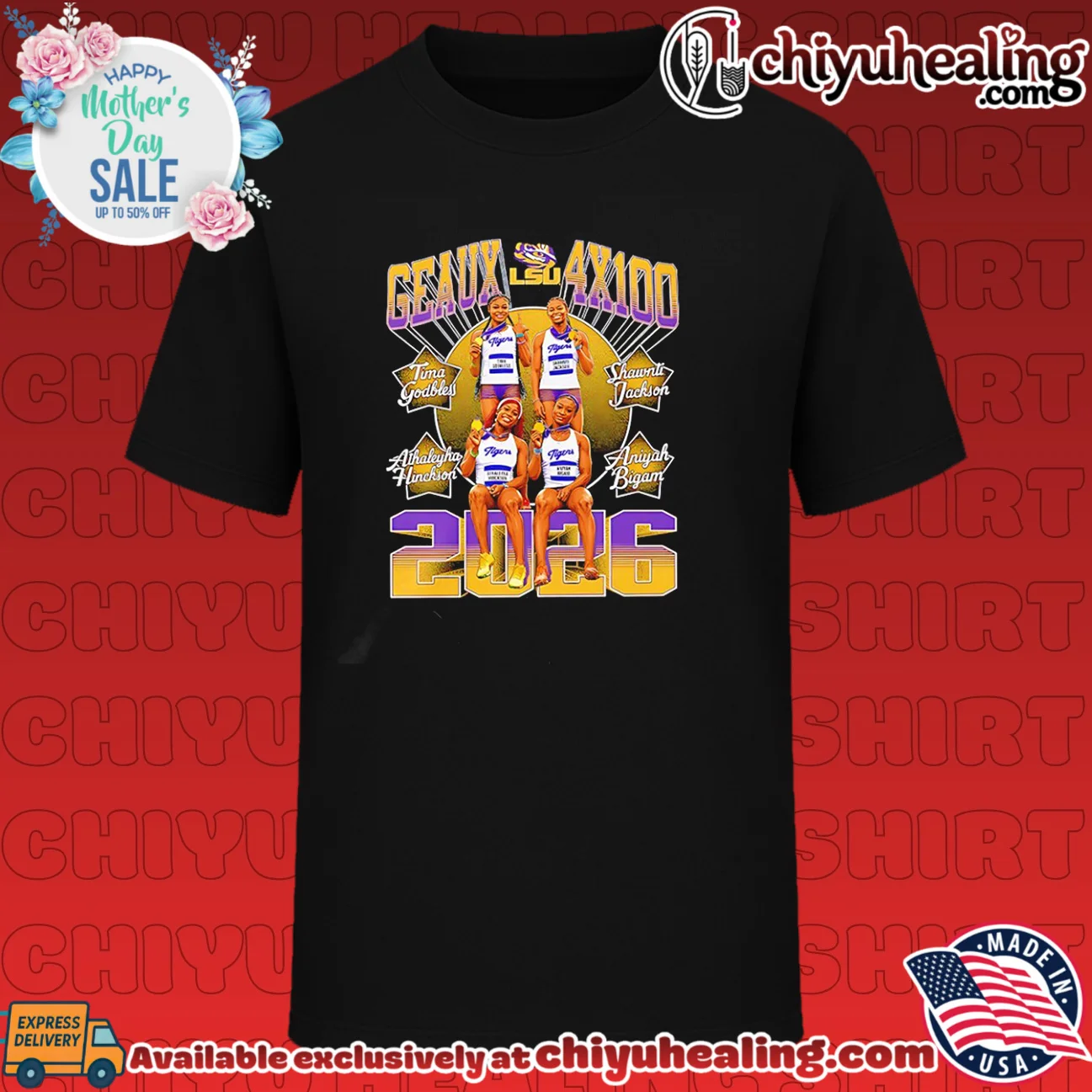 LSU Geaux 4×100 2026 team athletes illustration