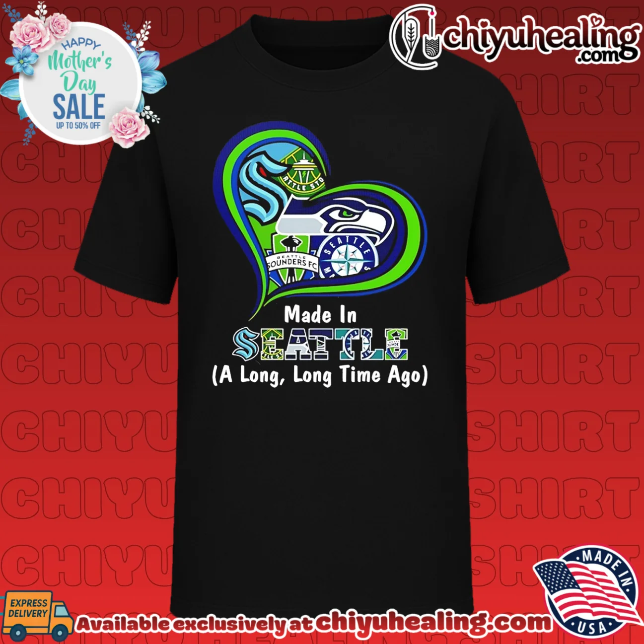 Made in Seattle Seahawks Mariners Sounders Kraken A Long Long Time Ago heart shirt & hoodie