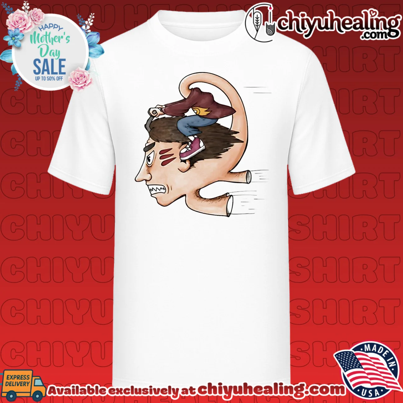 Man riding his own head illustrated shirt & hoodie