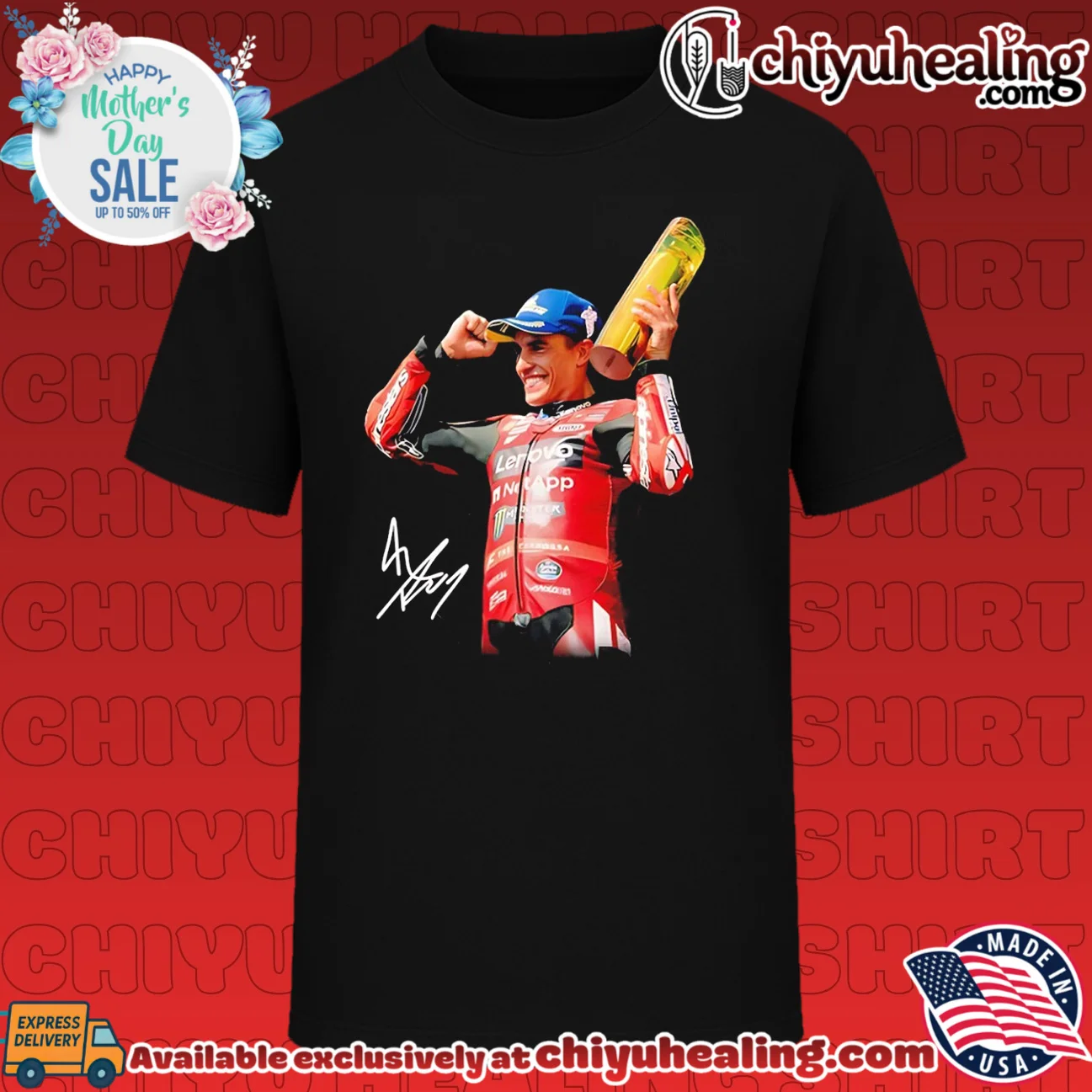 Marc Marquez portrait signature shirt & hoodie