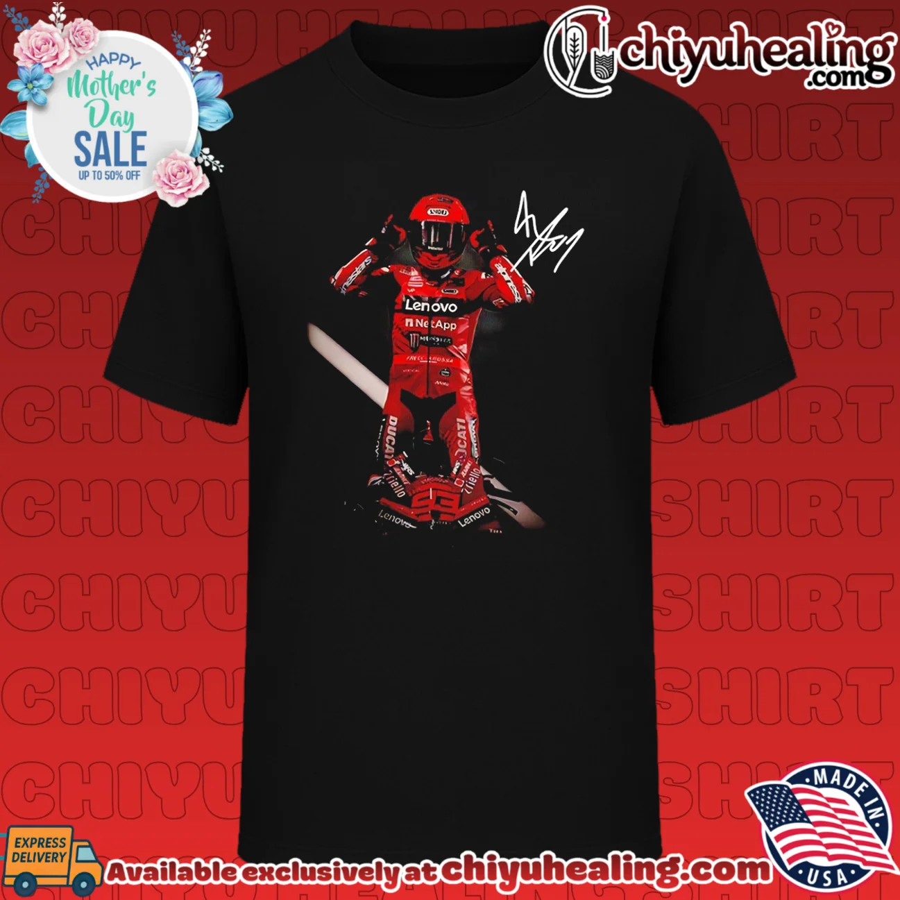 Marc Marquez posing signature shirt & hoodie