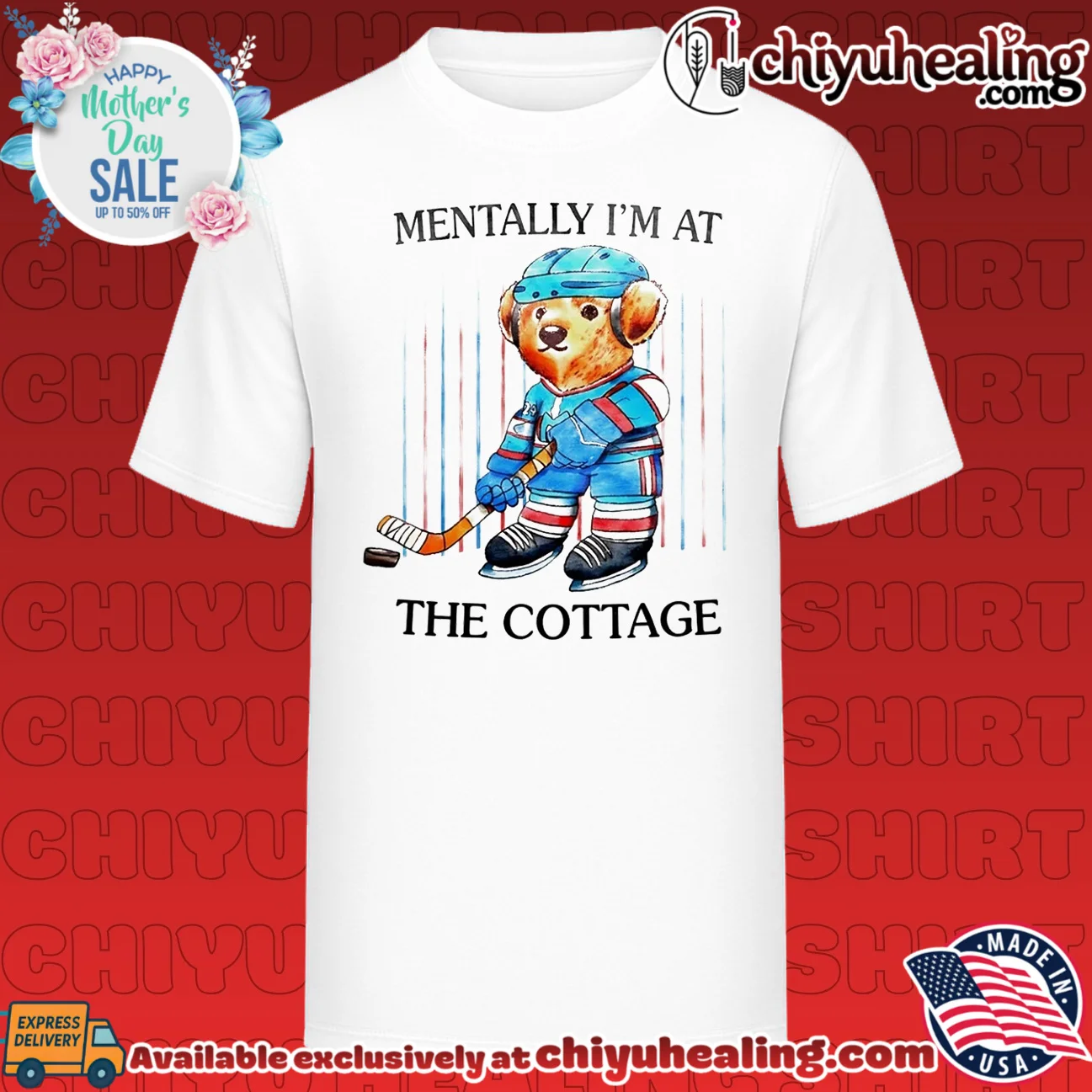 Mentally I'm at the Cottage Hockey Bear shirt & hoodie