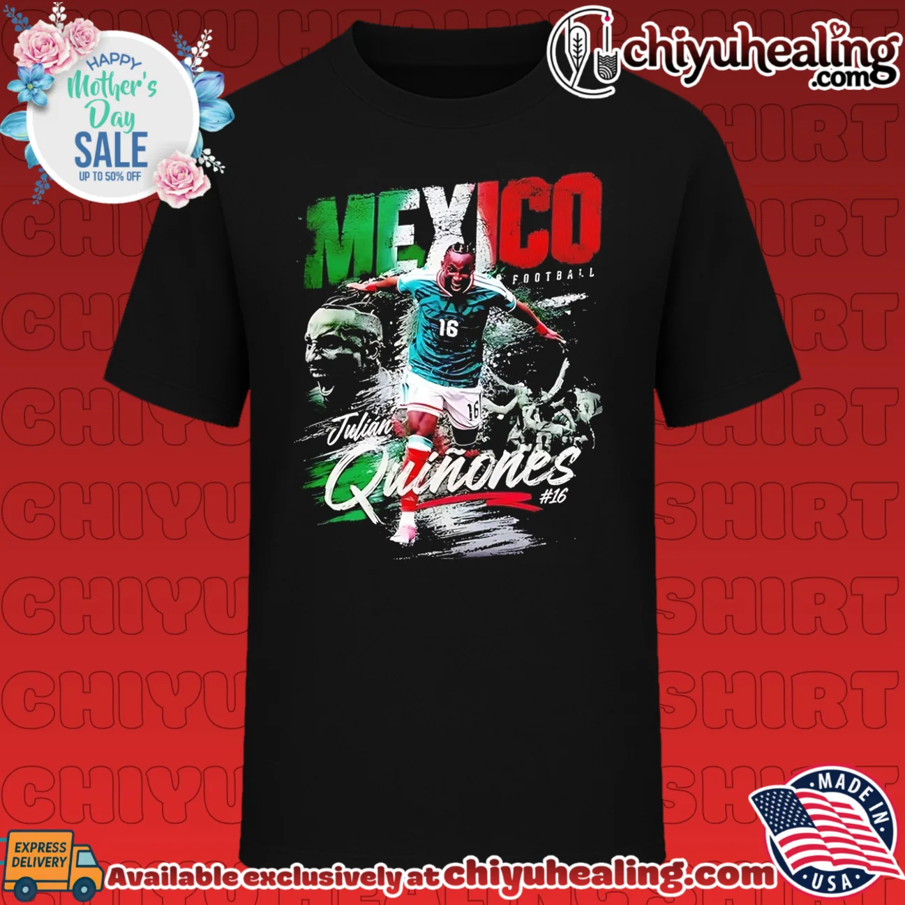 Mexico soccer player Julian Quinones running pose vintage