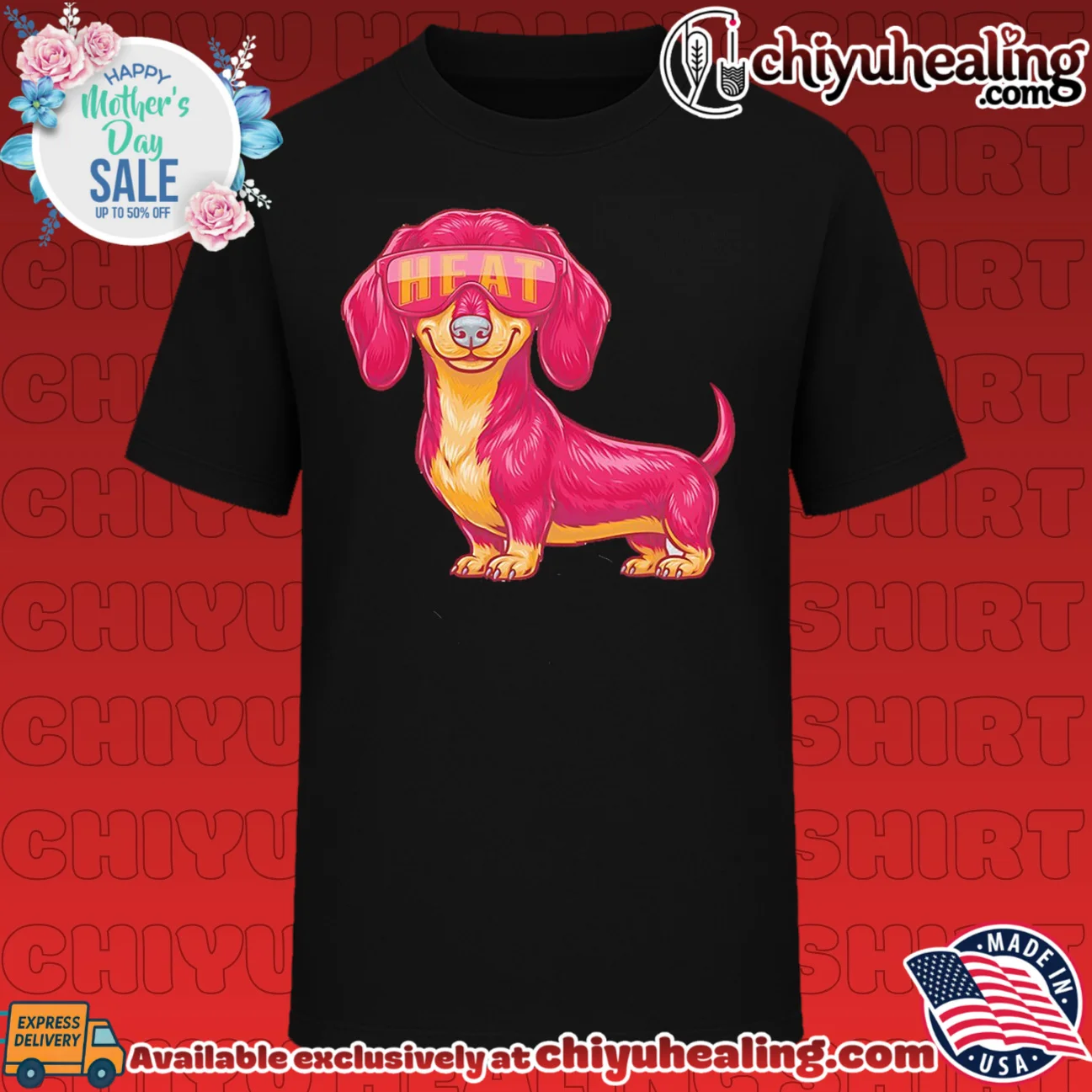 Miami Heat Dachshund Dog cartoon