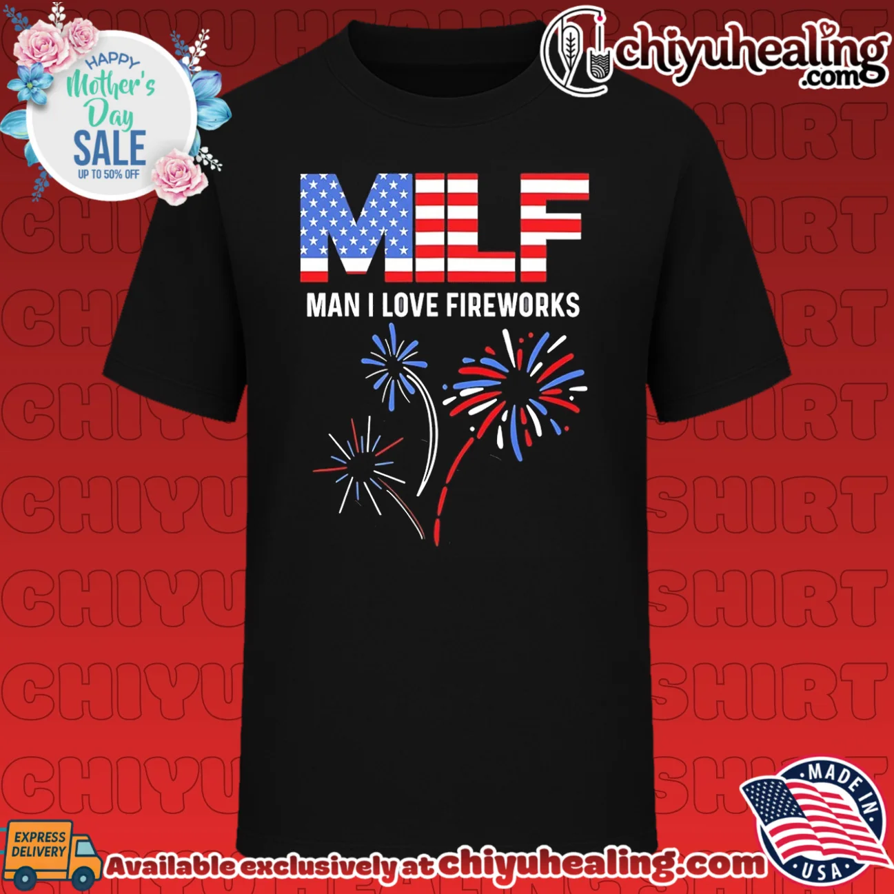 MILF man I love fireworks graphic shirt & hoodie
