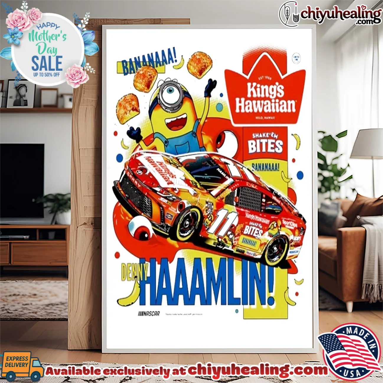 Minion King's Hawaiian Denny Hamlin epic shirt & hoodie | Exclusive Fan Gear Minion King's Hawaiian Denny Hamlin