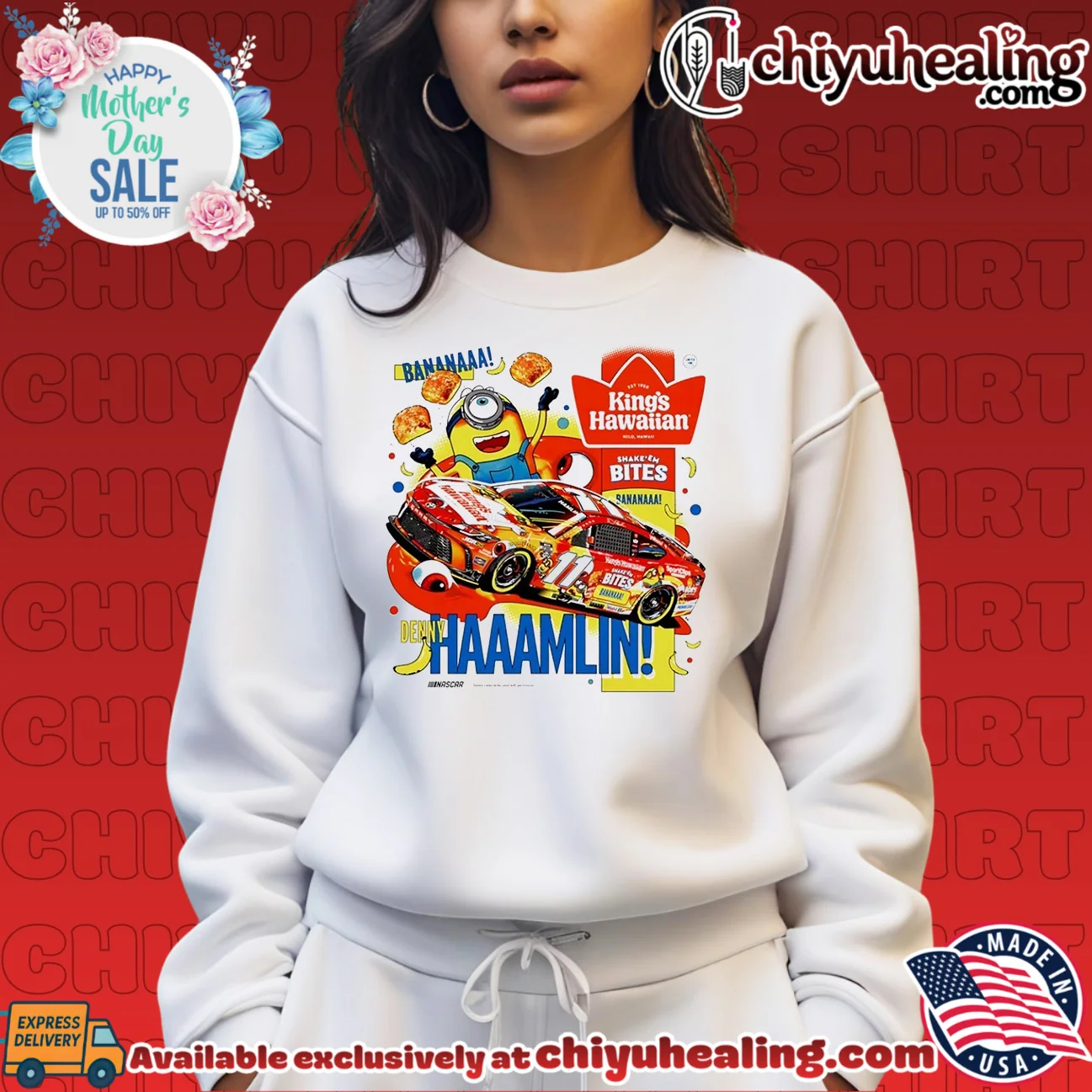 Minion King's Hawaiian Denny Hamlin epic shirt & hoodie | Exclusive Fan Gear Minion King's Hawaiian Denny Hamlin