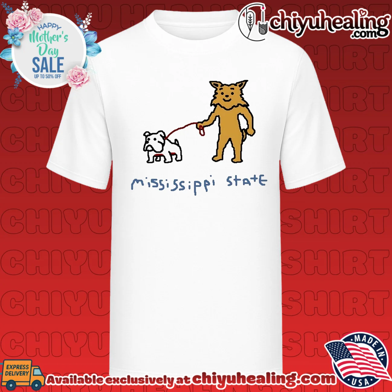 Mississippi State Bulldog Mascot Walking Dog paint shirt & hoodie