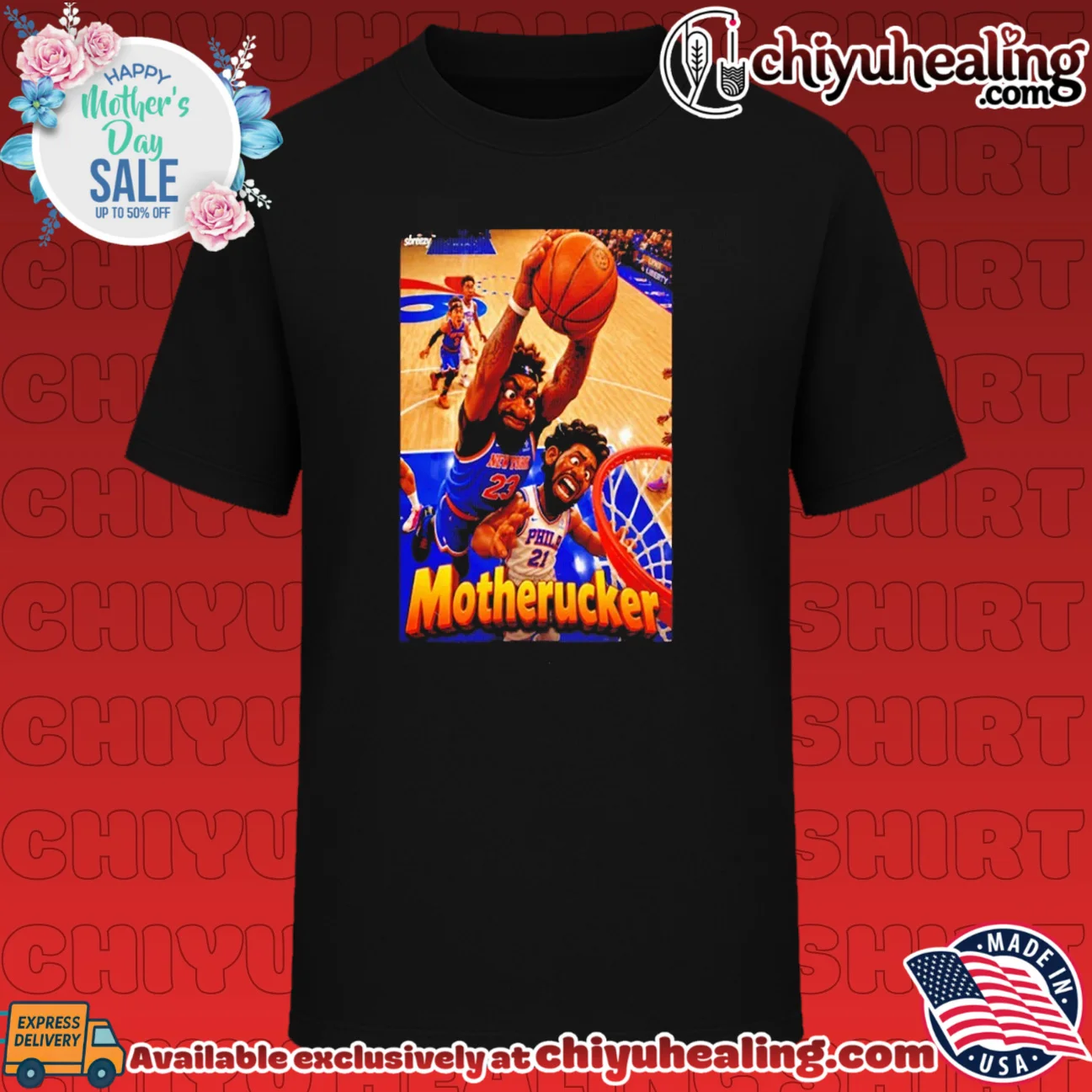 Mitchell Robinson and Joel Embiid New York Knicks caricature