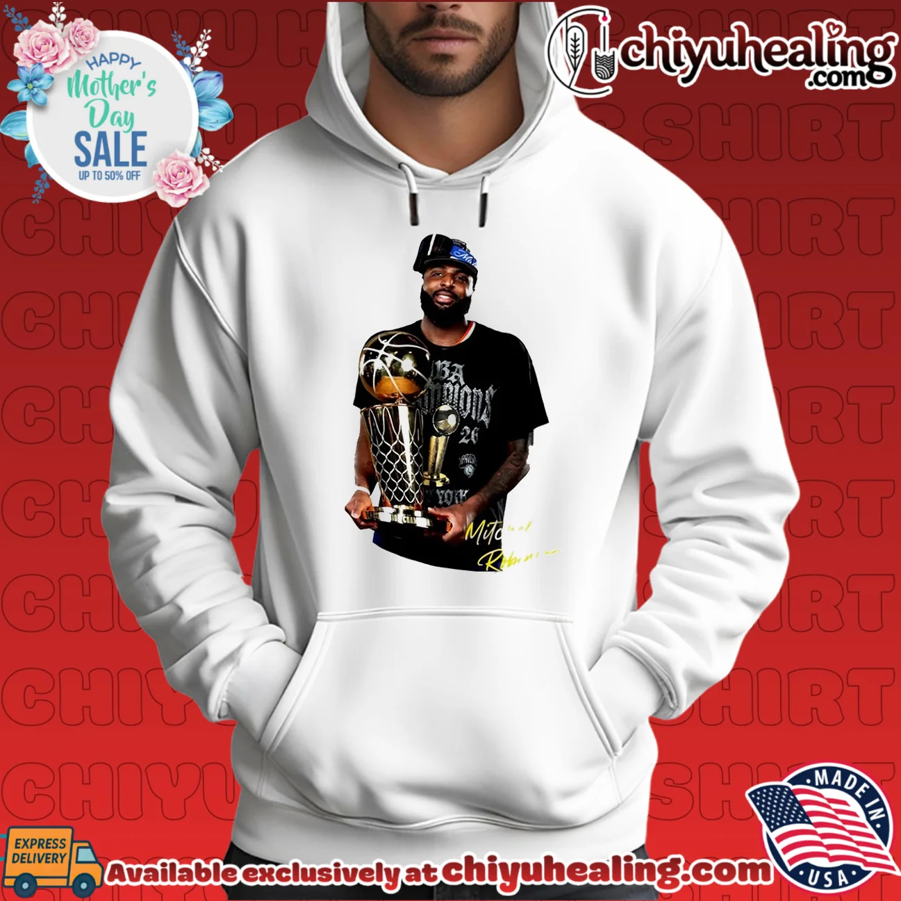 Mitchell Robinson New York Knicks 2026 Nba Champions Holding Trophy Mitchell Robinson New York Knicks 2026 Nba Champions Holding Trophy