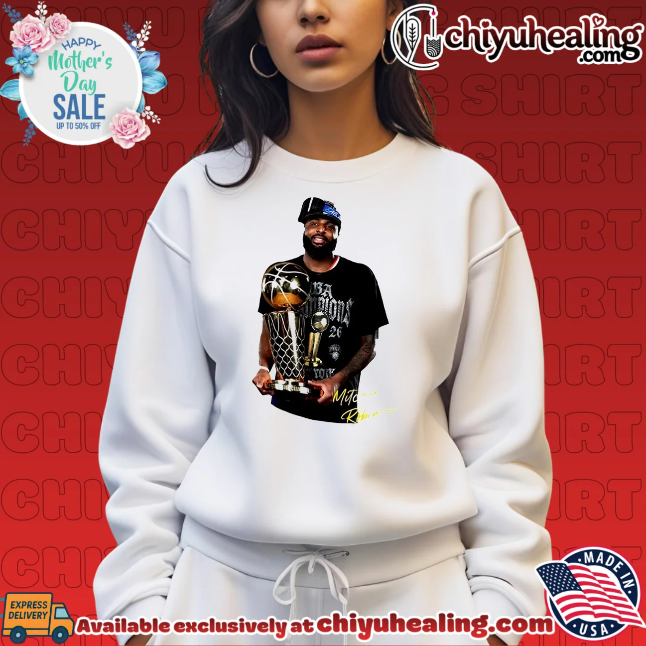 Mitchell Robinson New York Knicks 2026 Nba Champions Holding Trophy shirt & hoodie Mitchell Robinson New York Knicks 2026 Nba Champions Holding Trophy