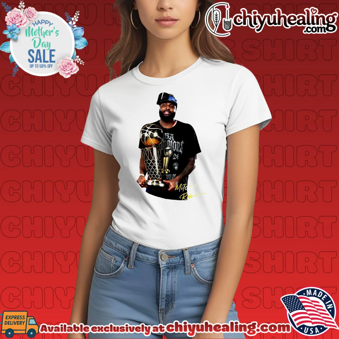 Mitchell Robinson New York Knicks 2026 Nba Champions Holding Trophy shirt & hoodie Mitchell Robinson New York Knicks 2026 Nba Champions Holding Trophy