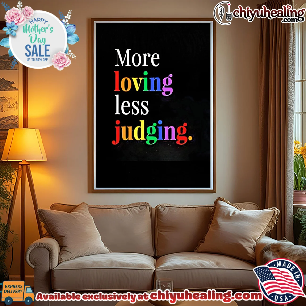 More loving less judging rainbow text hype shirt & hoodie | Exclusive Fan Gear More loving less judging rainbow text