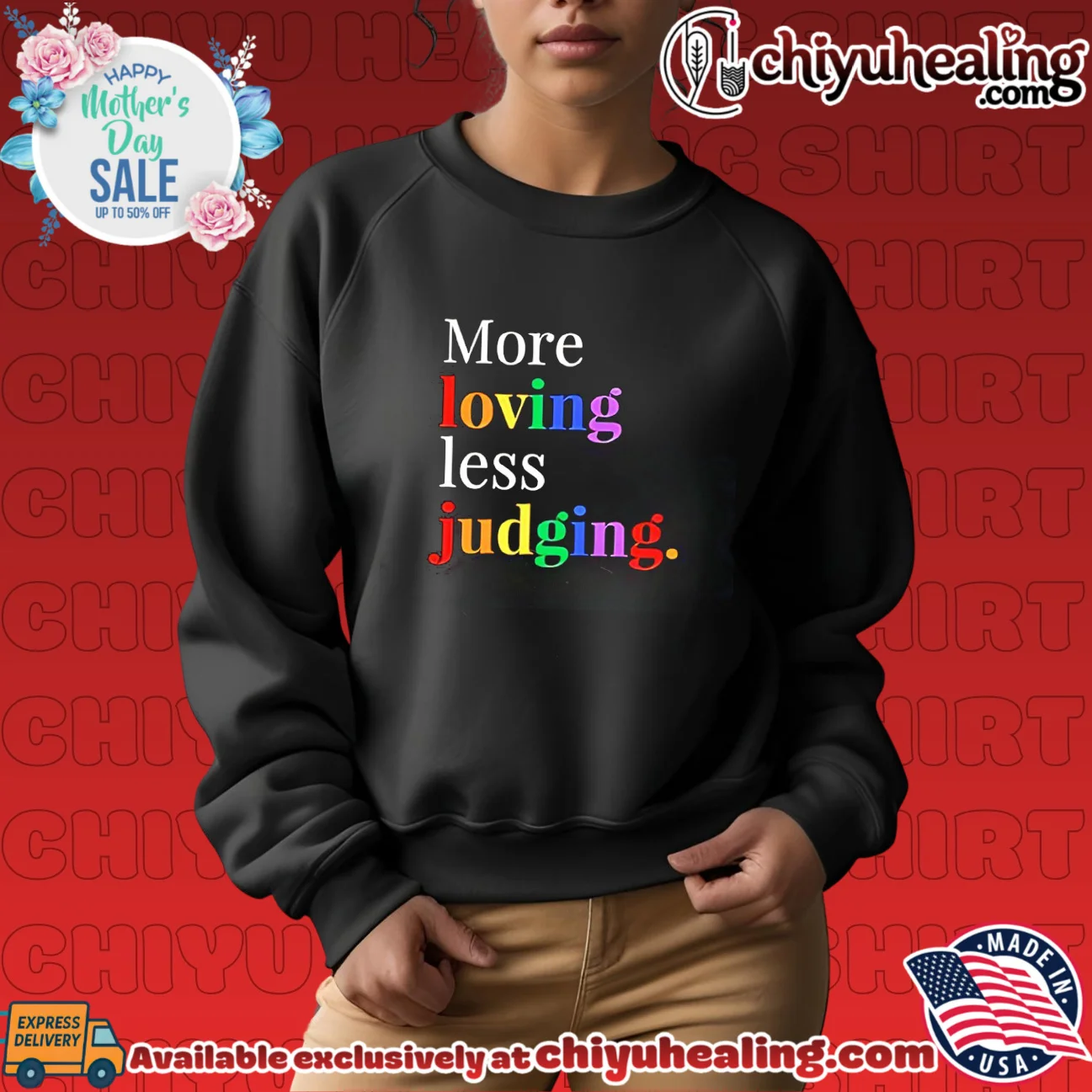 More loving less judging rainbow text hype shirt & hoodie | Exclusive Fan Gear More loving less judging rainbow text