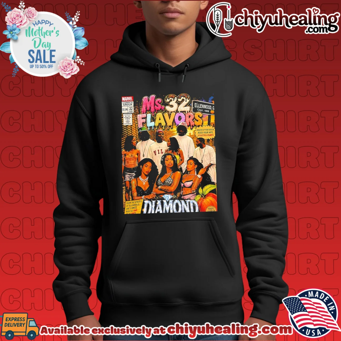 Ms 32 Flavors Diamond gangsta comic book cover style statement shirt & hoodie | Exclusive Fan Gear Ms 32 Flavors Diamond gangsta comic book cover style statement shirt & hoodie | Exclusive Fan Gear