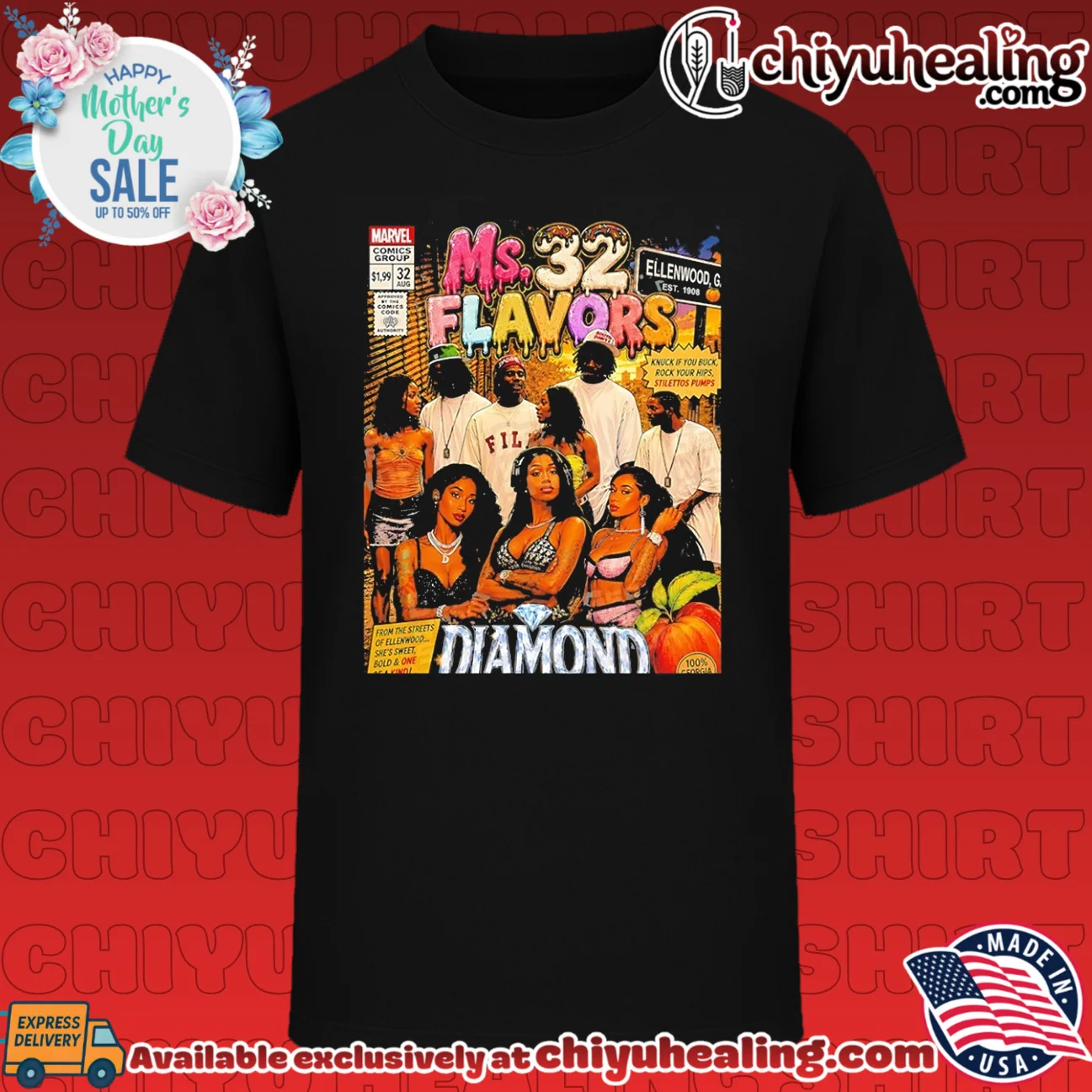 Ms 32 Flavors Diamond gangsta comic book cover style