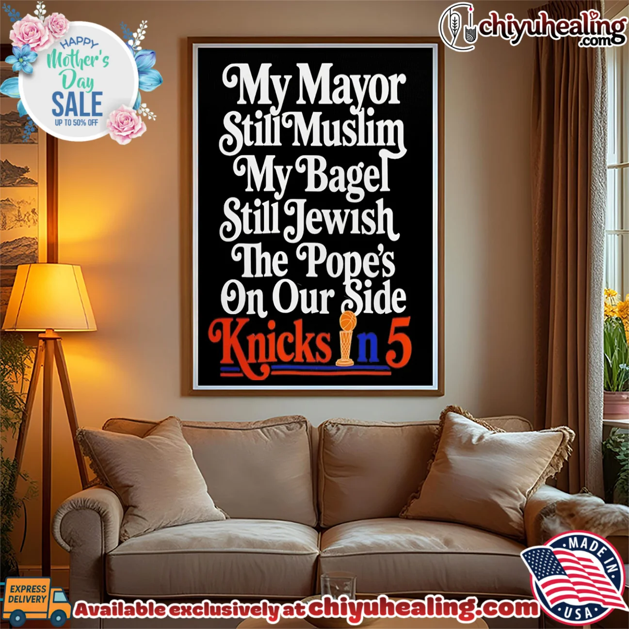 My Mayor Still Muslim My Bagel Still Jewish Knicks In 5 timeless shirt & hoodie | 2026 Edition Drop My Mayor Still Muslim My Bagel Still Jewish Knicks In 5